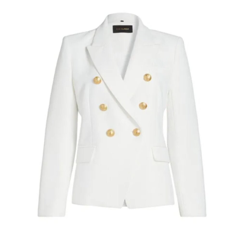 Kobi Halperin Jaxy Double-Breasted Blazer in Ivory with Gold Buttons